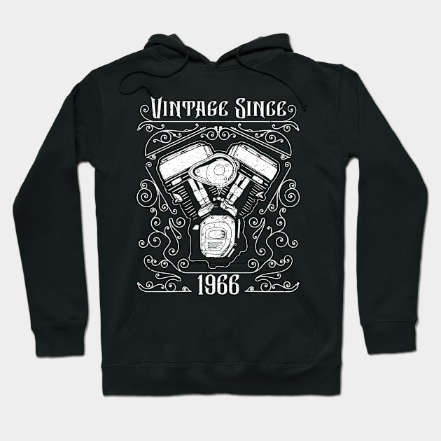 Vintage Since 1966 Motorcycle Biker Birthday Hoodie by CoffeeandTeas